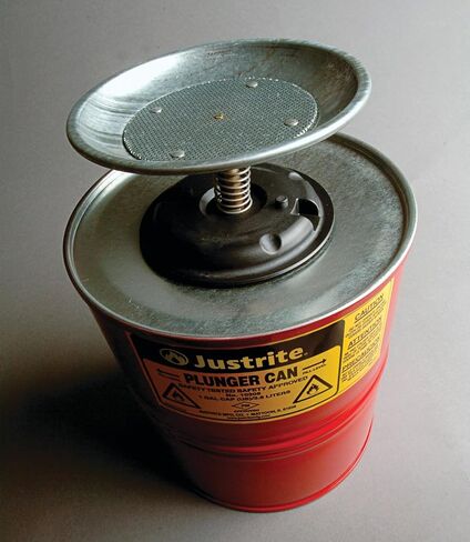 Justrite Plunger Can for Solvents, 2 Quarts Capacity, 7.4" x 7.25" Steel Push-Down Solvent Dispenser Can, Made in The USA Industrial Mechanic Tools, Red, 10208 in Saudi Arabia