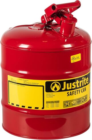 Justrite 7150100 Type I Galvanized Steel Flammables Safety Can, 5 Gallon Capacity, Red in Saudi Arabia