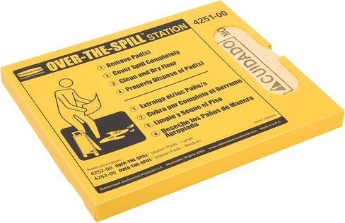Rubbermaid Commercial Over-the-Spill Pad Station, Medium, Highly Absorbent, Slip-Resistant, "Caution Wet Floor", Yellow (FG425300YEL) in Saudi Arabia