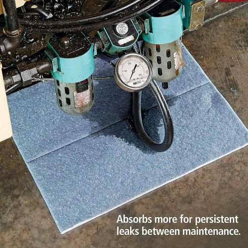 New Pig Absorbent Mat Pads | 100 Oil Spill Mats | 15" x 19" Perforated Pads | Each Pad Absorbs 30 oz | Total Absorbency is 24 Gallons | Heavyweight | PMB30123 in Saudi Arabia