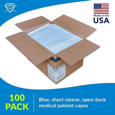 Avalon Standard Capes, White (Pack of 100) ― Tissue/Poly/Tissue ― Short-Sleeve, Open-Back Exam Capes ― Short, Disposable Medical Gowns ― Standard Size (30" x 21") ― Latex-Free Medical Supplies (911) in Saudi Arabia