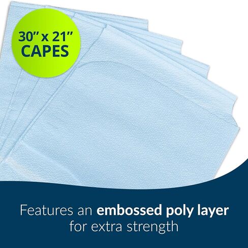 Avalon Standard Capes, White (Pack of 100) ― Tissue/Poly/Tissue ― Short-Sleeve, Open-Back Exam Capes ― Short, Disposable Medical Gowns ― Standard Size (30" x 21") ― Latex-Free Medical Supplies (911) in Saudi Arabia