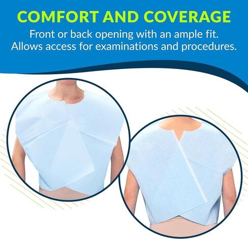 Avalon Standard Capes, White (Pack of 100) ― Tissue/Poly/Tissue ― Short-Sleeve, Open-Back Exam Capes ― Short, Disposable Medical Gowns ― Standard Size (30" x 21") ― Latex-Free Medical Supplies (911) in Saudi Arabia