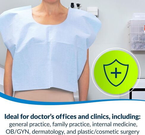 Avalon Standard Capes, White (Pack of 100) ― Tissue/Poly/Tissue ― Short-Sleeve, Open-Back Exam Capes ― Short, Disposable Medical Gowns ― Standard Size (30" x 21") ― Latex-Free Medical Supplies (911) in Saudi Arabia