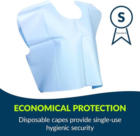 Avalon Standard Capes, White (Pack of 100) ― Tissue/Poly/Tissue ― Short-Sleeve, Open-Back Exam Capes ― Short, Disposable Medical Gowns ― Standard Size (30" x 21") ― Latex-Free Medical Supplies (911) in Saudi Arabia