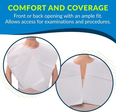 Avalon Standard Capes, White (Pack of 100) ― Tissue/Poly/Tissue ― Short-Sleeve, Open-Back Exam Capes ― Short, Disposable Medical Gowns ― Standard Size (30" x 21") ― Latex-Free Medical Supplies (911) in Saudi Arabia