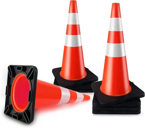 Traffic Cones 28 inch Orange 8 Pack Heavy Duty Safety Cones with Reflective Collars Fit Parking Lot,Driveway Road Traffic Control Construction Cones in Kuwait