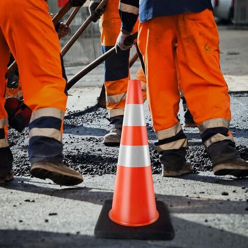 Traffic Cones 28 inch Orange 8 Pack Heavy Duty Safety Cones with Reflective Collars Fit Parking Lot,Driveway Road Traffic Control Construction Cones in Kuwait