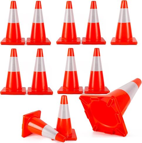 Traffic Cones 28 inch Orange 8 Pack Heavy Duty Safety Cones with Reflective Collars Fit Parking Lot,Driveway Road Traffic Control Construction Cones in Saudi Arabia