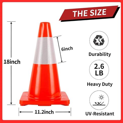 Traffic Cones 28 inch Orange 8 Pack Heavy Duty Safety Cones with Reflective Collars Fit Parking Lot,Driveway Road Traffic Control Construction Cones in Saudi Arabia