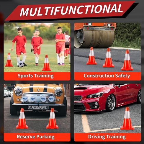Traffic Cones 28 inch Orange 8 Pack Heavy Duty Safety Cones with Reflective Collars Fit Parking Lot,Driveway Road Traffic Control Construction Cones in Saudi Arabia