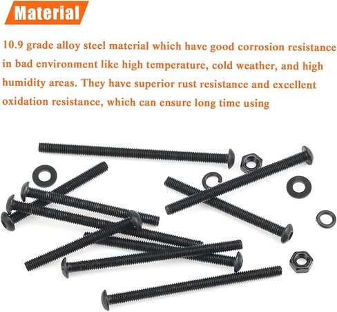 400 Pieces M3 x 30mm /35mm /40mm /45mm /50mm, Hex Socket Head Cap Metric Screws Bolts Washers Nuts Kit, 12.9 Grade Alloy Steel, Fully Threaded, Black in Saudi Arabia