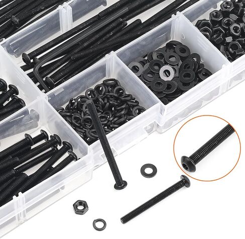 400 Pieces M3 x 30mm /35mm /40mm /45mm /50mm, Hex Socket Head Cap Metric Screws Bolts Washers Nuts Kit, 12.9 Grade Alloy Steel, Fully Threaded, Black in Saudi Arabia