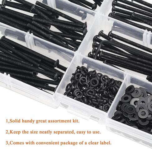 400 Pieces M3 x 30mm /35mm /40mm /45mm /50mm, Hex Socket Head Cap Metric Screws Bolts Washers Nuts Kit, 12.9 Grade Alloy Steel, Fully Threaded, Black in Saudi Arabia