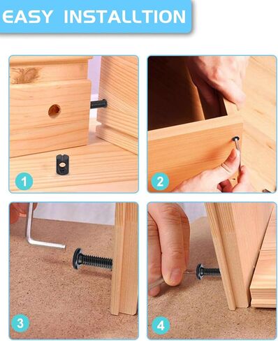 Crib Screws Hardware Replacement Kit - 16 Set Baby Bed Frame Bolts,Barrel Nuts&Wooden Dowel Pins Set - M6x16/40/60/80 mm Hex Drive Socket Cap Screws Nuts for Beds Headboards Chairs Furniture in Kuwait