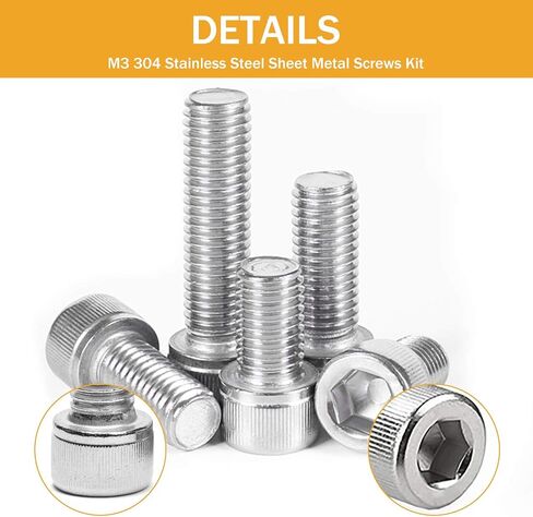 VIGRUE 1110PCS M3 Hex Socket Head Cap Screws Nuts Kit, M3 x 4/5/6/8/10/12/14/16/18/20/25/30mm Stainless Steel Screws Assortment Set w/Allen Wrench and Tip Curved Tweezer in Kuwait
