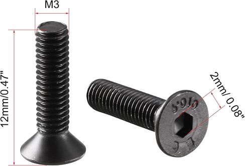uxcell M3x8mm 10.9 Carbon Steel Countersunk Head Hex Socket Screw Pack of 50 in Saudi Arabia