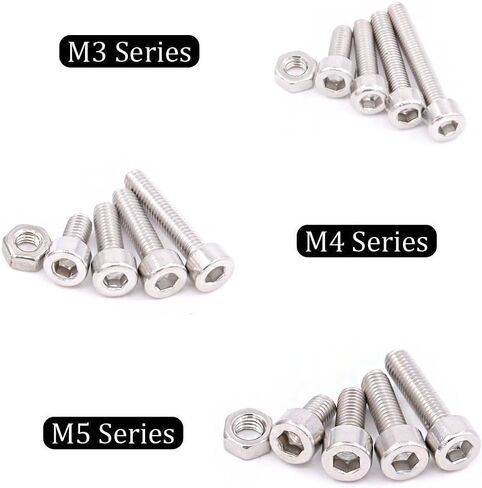 Hilitchi 510pcs M3 M4 M5 Stainless Steel Flat Head Hex Socket Head Cap Bolts Screws Nuts Assortment Kit - 304 Stainless Steel (Flat Head) in Saudi Arabia