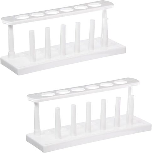 25mm Plastic in-Line Test Tube Rack with Drying Pins, 6 Tube, Polyethylene, White (Pack of 2) in Saudi Arabia