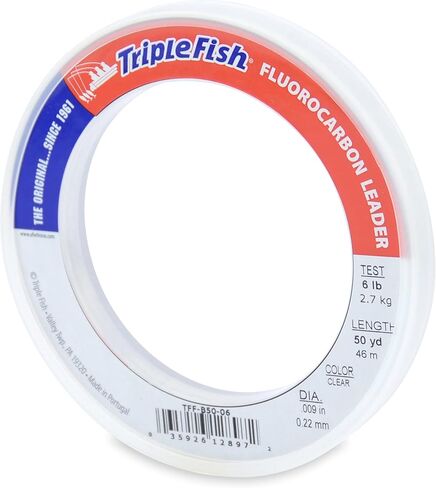 Triple Fish 100% Fluorocarbon Fishing Leader - Clear Invisible Strong and Heavy Duty Highly Abrasion Resistant, Fast Sinking Freshwater & Saltwater in Kuwait