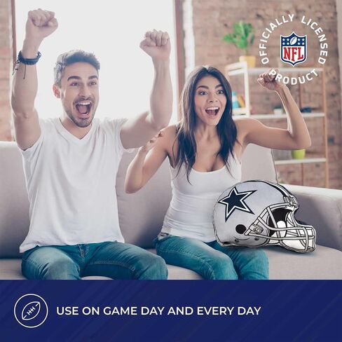 وسادة قطيفة فائقة النعومة لكرة القدم من Northwest NFL Helmet - 16 بوصة - وسائد مزخرفة للأريكة أو غرفة النوم - مثالية ليوم اللعبة (دالاس كاوبويز - أزرق) in Saudi Arabia