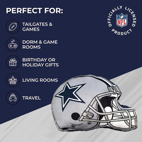وسادة قطيفة فائقة النعومة لكرة القدم من Northwest NFL Helmet - 16 بوصة - وسائد مزخرفة للأريكة أو غرفة النوم - مثالية ليوم اللعبة (دالاس كاوبويز - أزرق) in Saudi Arabia