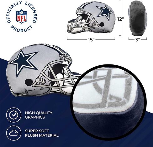 وسادة قطيفة فائقة النعومة لكرة القدم من Northwest NFL Helmet - 16 بوصة - وسائد مزخرفة للأريكة أو غرفة النوم - مثالية ليوم اللعبة (دالاس كاوبويز - أزرق) in Saudi Arabia