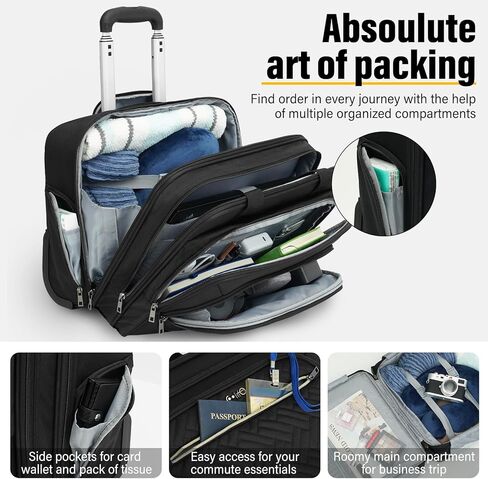 Coolife Rolling Laptop Briefcase Bag 17.3 Inch Laptop Case Roller Computer Bag with Wheels Mobile Office Laptop Bag in Saudi Arabia