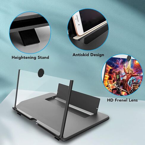 18 inch Foldable Phone Screen Magnifier,HD Mobile Phone Screen Amplifier Gift for Older Kids 3D Movie Video Enlarger with Pull Design and Stand Holder Eye Protection for All Smartphone-Black in Saudi Arabia