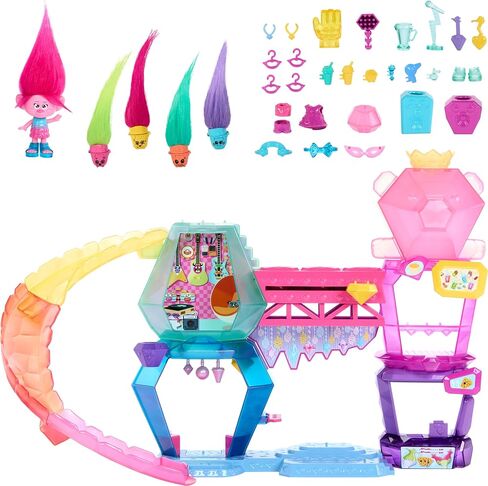 Mattel DreamWorks Trolls Band Together Toys, Mount Rageous Playset with Queen Poppy Small Doll & 25+ Accessories, 4 Hair Pops in Saudi Arabia