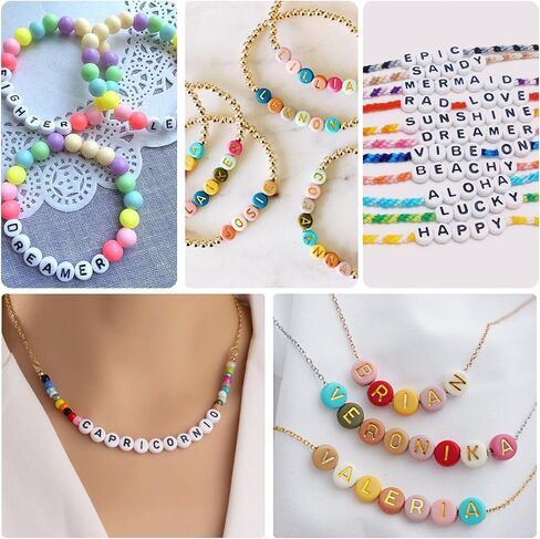 QUEFE 2940pcs Gold Letter Beads for Bracelets, 78 Styles Alphabet Beads with Colorful Heart Beads for Bracelets and Jewelry Making (4x7mm, White & Colorful & Gold) in Saudi Arabia