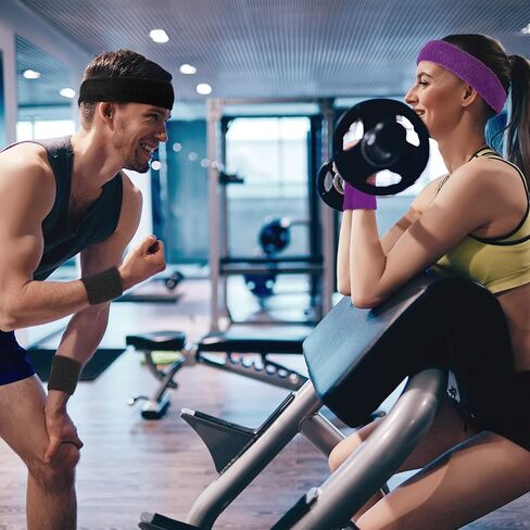 60 Pieces Sweatbands Set Includes 20 Pieces Sports Headband and 40 Pieces Wristbands Sweatbands Colorful Terry Cloth Wristbands for Working out Tennis Gym 80s Sweat Band for Athletic Men and Women in Saudi Arabia
