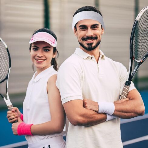 60 Pieces Sweatbands Set Includes 20 Pieces Sports Headband and 40 Pieces Wristbands Sweatbands Colorful Terry Cloth Wristbands for Working out Tennis Gym 80s Sweat Band for Athletic Men and Women in Saudi Arabia