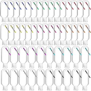 FairySandy 100 Pcs Travel Bottles with Keychain 2oz Clear Keychain Bottles Plastic Keychain Empty Refillable Liquid Packing Containers Leakproof Squeeze Plastic Bottles with Lids for Liquid Cream in Kuwait