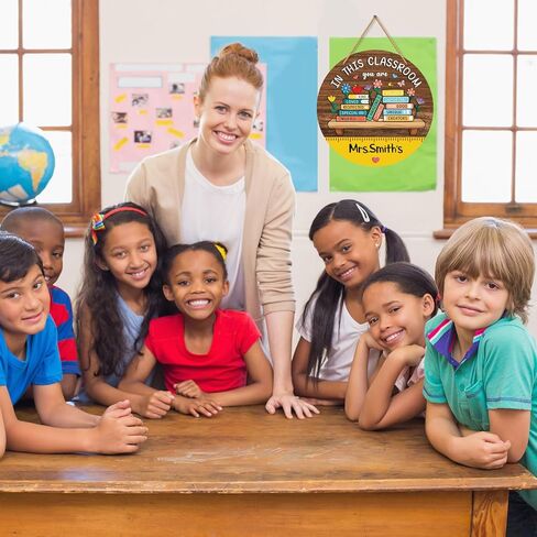 Welcome Sign for Classroom Door Decor Welcome to Our Classroom Door Hanger Wreath Teacher Door Sign Back to School Wall Hanging Decoration Teacher Supplies Teacher Appreciation Gifts in Kuwait