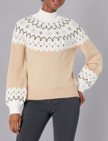Women's Sustainably Crafted Mock-Neck Fair Isle Sweater in Saudi Arabia