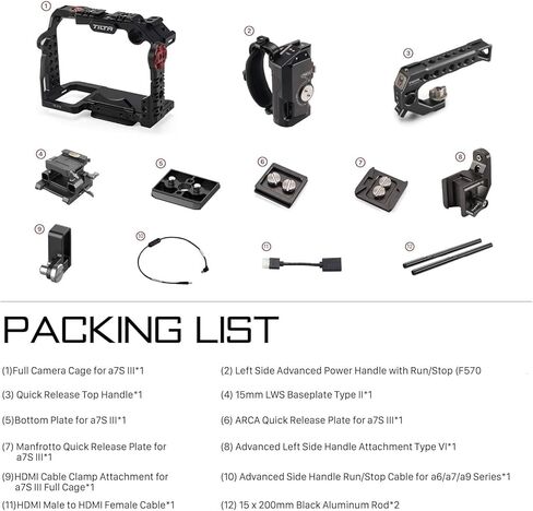Tiltaing Camera Cage Kit E Compatible with Sony a7S III Camera | a7S III Pro Kit with Handles, NATO Rail | TA-T18-E-B (Black) in Kuwait