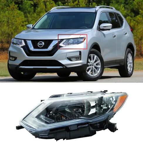 PENSUN Headlights Assembly Fit for 2017 2018 2019 2020 Nissan Rogue Headlamp W/LED DRL Halogen Head Light (Passenger Side) in Saudi Arabia