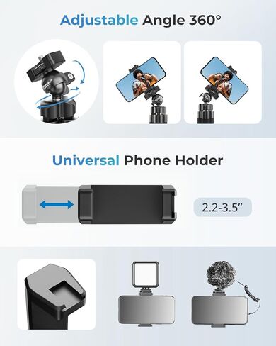 Ubeesize Flexible Mini Phone Tripod, Portable and Adjustable Camera Stand Holder with Wireless Remote and Universal Clip, Compatible with Cellphones, Sports Cameras in Kuwait