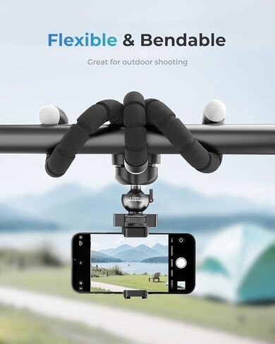 Ubeesize Flexible Mini Phone Tripod, Portable and Adjustable Camera Stand Holder with Wireless Remote and Universal Clip, Compatible with Cellphones, Sports Cameras in Kuwait