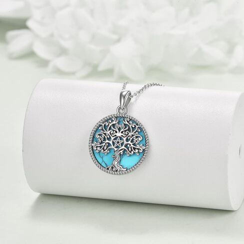 YAFEINI Tree of Life Necklace Sterling Silver Pentagram Pentacle Triple Moon Goddess Pendant Necklace Pagan Wiccan Magic Amulet Jewelry for Women Men in Kuwait