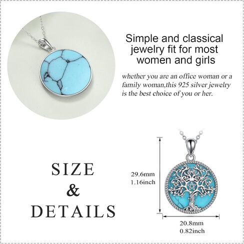 YAFEINI Tree of Life Necklace Sterling Silver Pentagram Pentacle Triple Moon Goddess Pendant Necklace Pagan Wiccan Magic Amulet Jewelry for Women Men in Kuwait