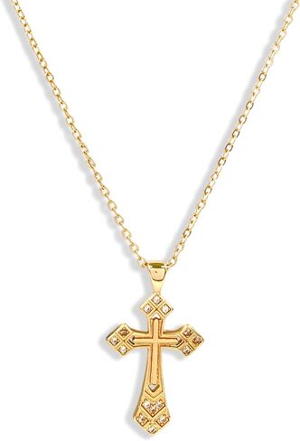 Irregular Cross Necklace Zircon Pearl Belt Diamond Double layered Fashionable Unisex Girl and Boy Gift 13.78 inch in Saudi Arabia