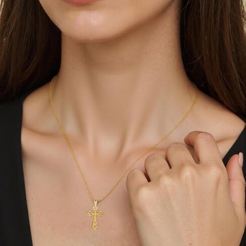 Irregular Cross Necklace Zircon Pearl Belt Diamond Double layered Fashionable Unisex Girl and Boy Gift 13.78 inch in Saudi Arabia
