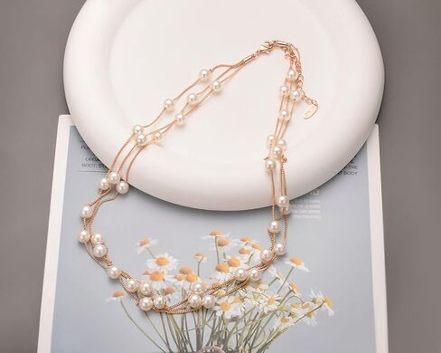 Aleasha Gold Pearl Choker Necklace for Women Small Pearl Bead Chain Necklace Wedding Jewelry Gifts in Saudi Arabia