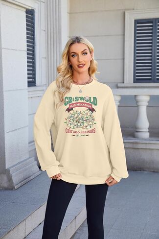 HEBBE Women Christmas Sweatshirts Oversized Funny Christmas Holiday Sweaters Xmas Casual Pullover Vacation Top in Saudi Arabia