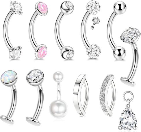 Suotarn 42 Pcs 14G Belly Button Rings Belly Rings for Women Belly Piercing Jewelry Belly Bars Navel Rings Stainless Steel Body Piercing Jewelry for Women in Saudi Arabia
