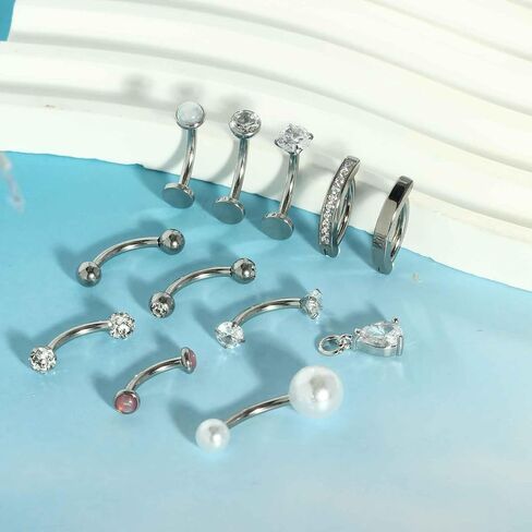 Suotarn 42 Pcs 14G Belly Button Rings Belly Rings for Women Belly Piercing Jewelry Belly Bars Navel Rings Stainless Steel Body Piercing Jewelry for Women in Saudi Arabia