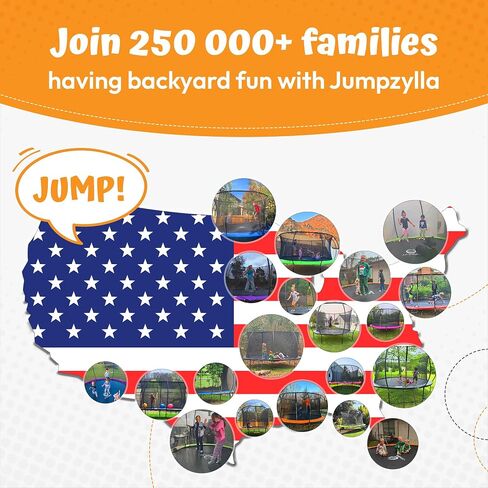 JUMPZYLLA ترامبولين 8FT 10FT 12FT 14FT 15FT 16FT ترامبولين مع حاوية - الترامبولين الترفيهي مع سلم وطلاء مضاد للصدأ، ترامبولين خارجي معتمد من ASTM للأطفال in Kuwait