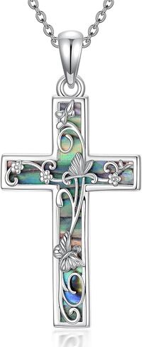 MISTBEE Hummingbird/Bee/Ladybug/Tree of Life/Butterfly/lrish Claddagh Necklace Cross Jewelry Gifts 925 Sterling Silver Cross Pendant Necklace for Women Girls in Kuwait